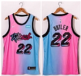 Heat 22 Jimmy Butler Blue Pink Nike 2021 City Edition Swingman Jersey